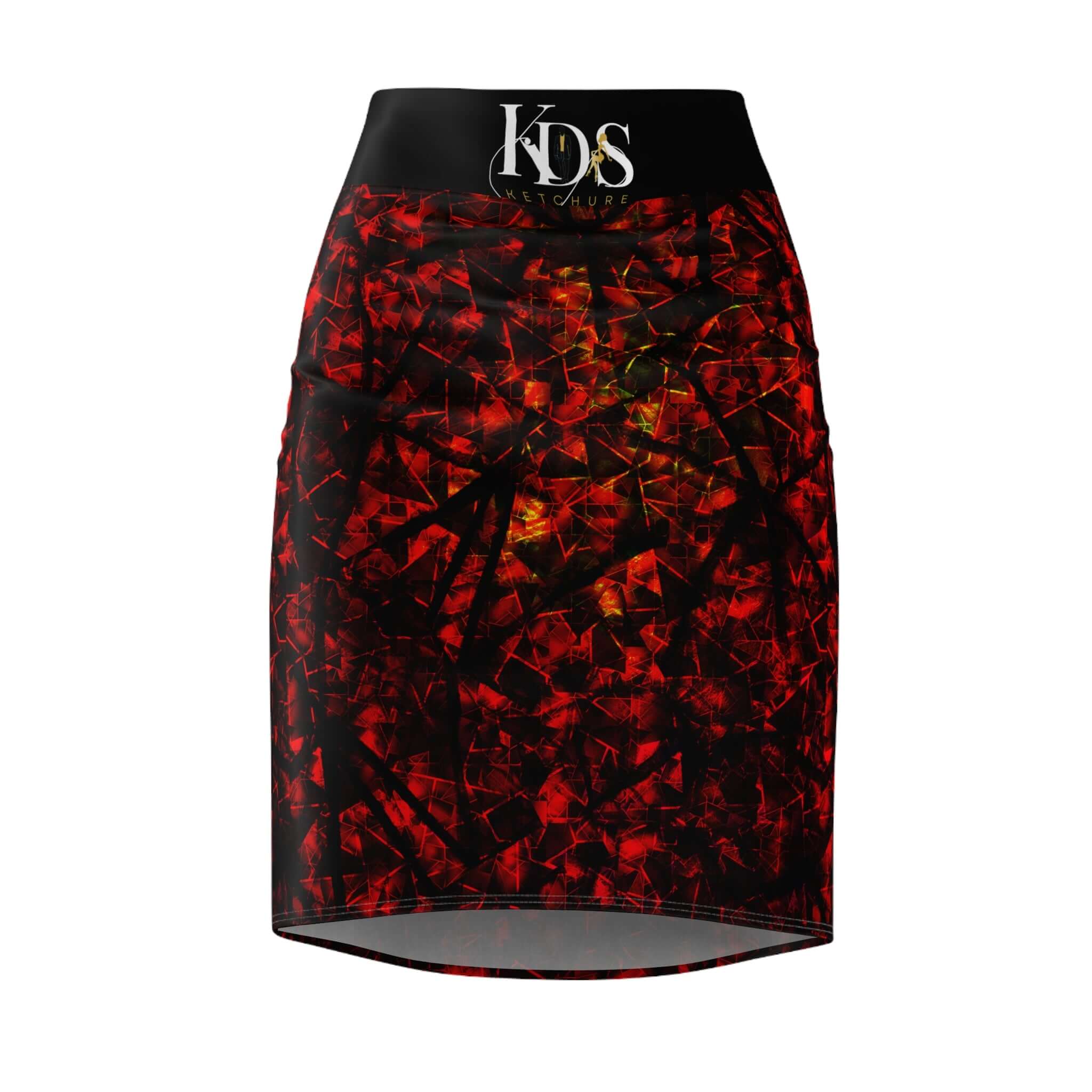 Mosaic Crimson  Pencil Skirt