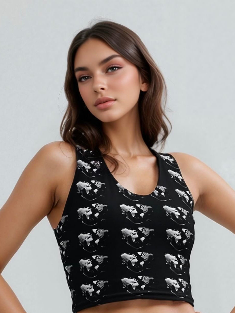 Midnight Silver Eclipse  Crop Top