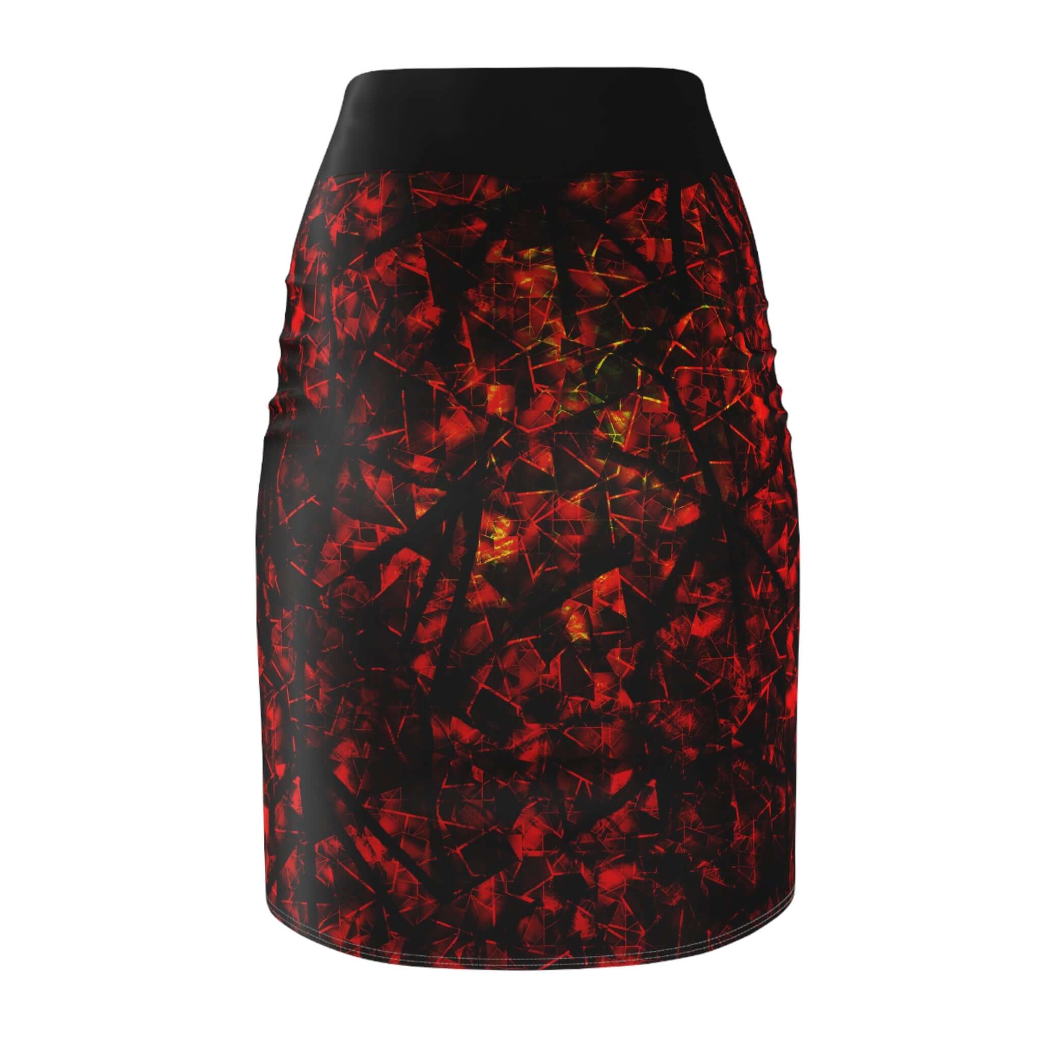 Mosaic Crimson  Pencil Skirt