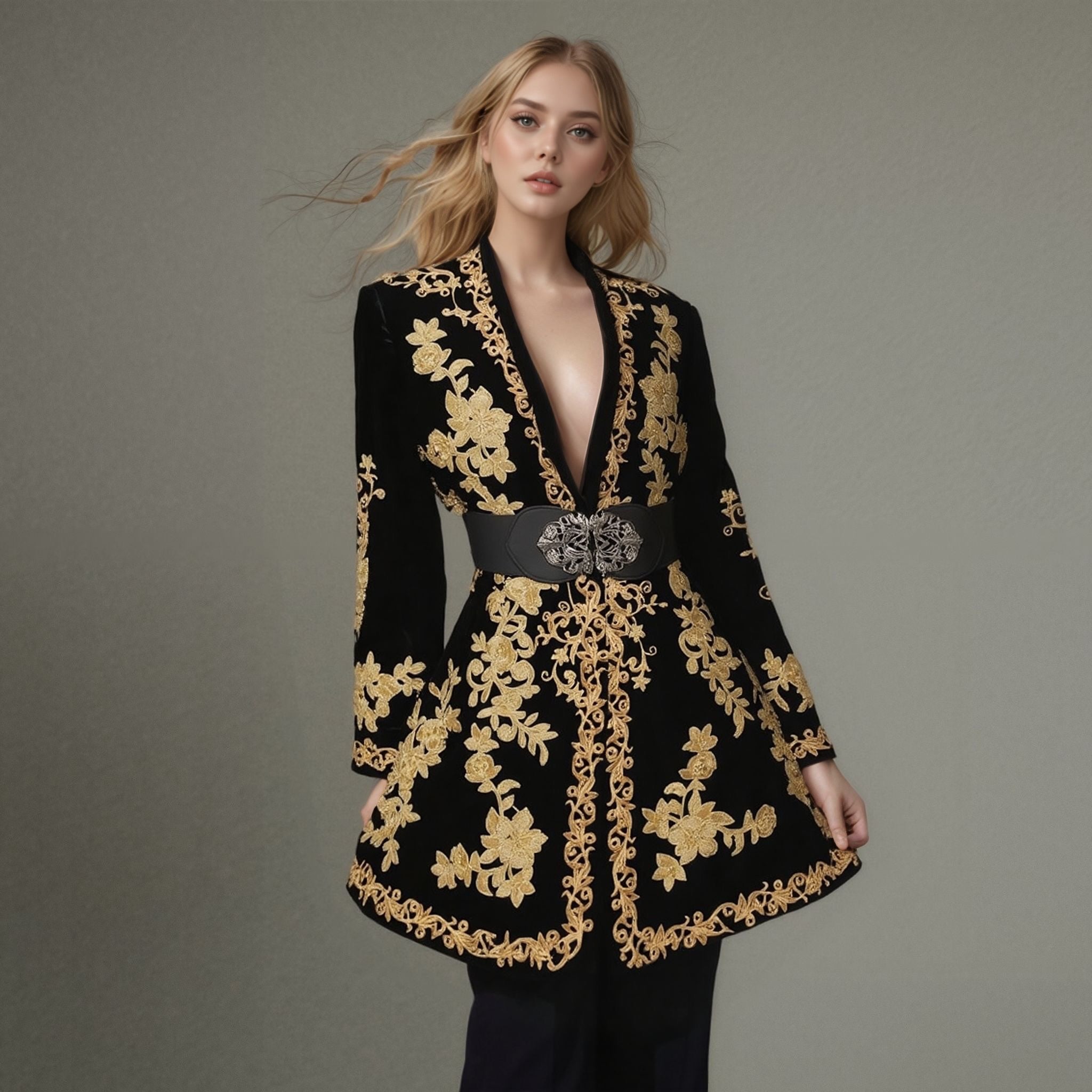 Black Golden Women Blazer