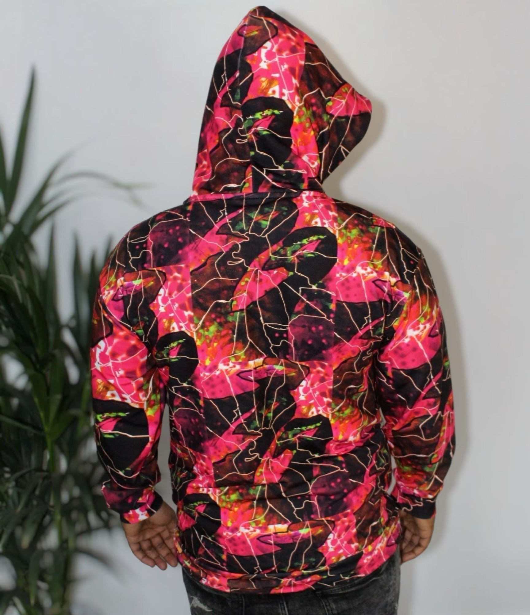 Crimson Peacock Mosaic Men’s Hoodie