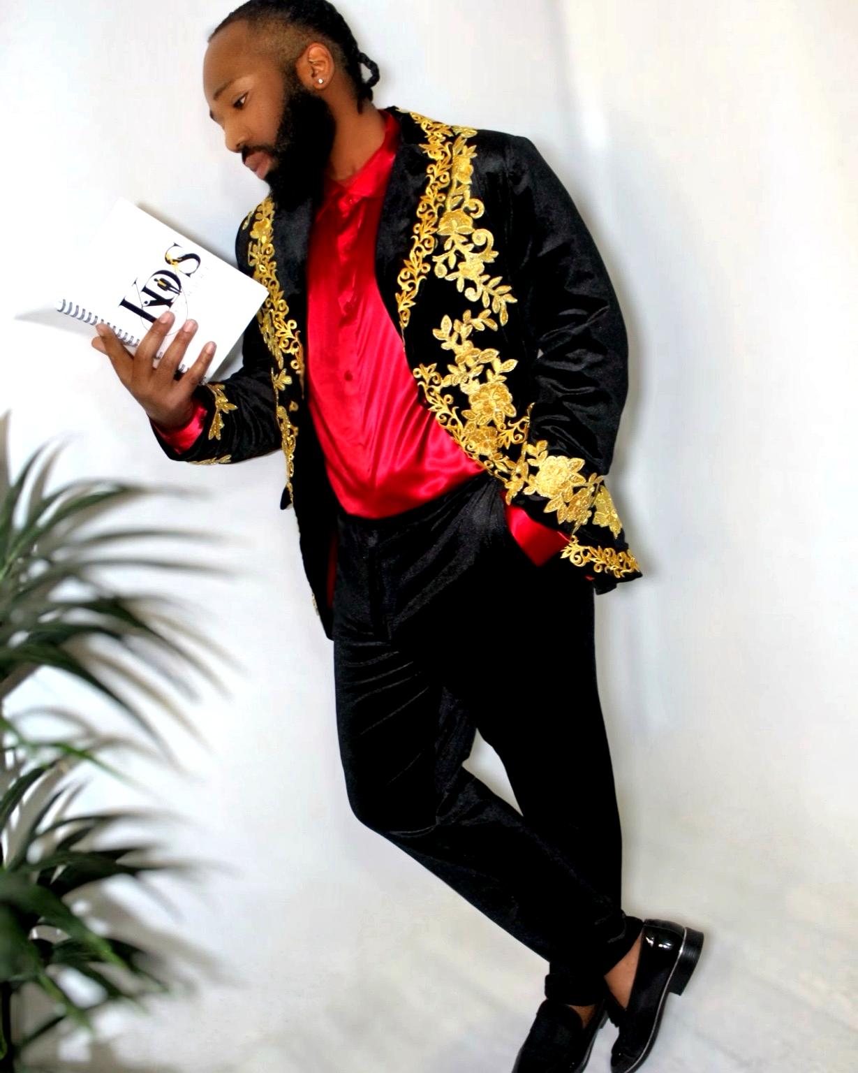 Black Golden Velvet Trousers