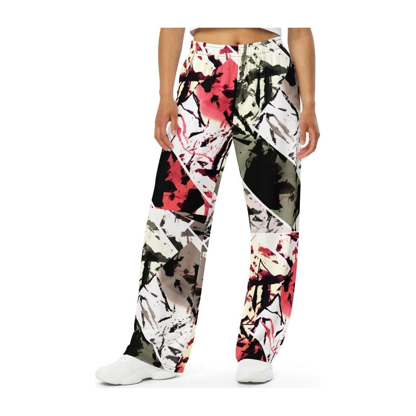 Red GeoLux  unisex wide-leg pants