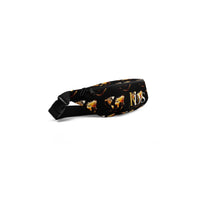 The Midnight Flame Fanny Pack featuring a bold world print design for urban explorers and festival-goers.